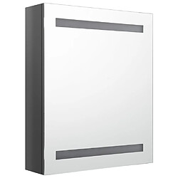 Avis Maison Chic Armoire de salle de bain,Meuble de rangement,Meuble haut à miroir LED Gris brillant 50x14x60 cm -GKD528594