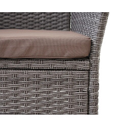 Avis Decoshop26 Banc en polyrotin avec table fauteuils chaises de jardin 132cm gris coussin crème 04_0001140