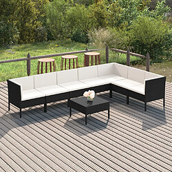 vidaXL Salon de jardin 8 pcs avec coussins résine tressée noir