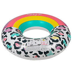 Avis Airmyfun Bouée Gonflable Ronde XXL pour Piscine & Plage Ultra Confort, Flotteur Deluxe - Arc-En-Ciel Et Léopard ø120cm