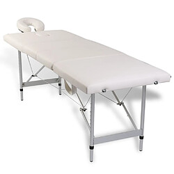 vidaXL Table pliable de massage Blanc crème 4 zones au cadre aluminium