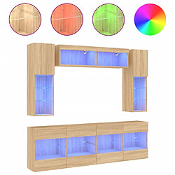 vidaXL Ensemble de meubles TV muraux 6pcs et lumières LED chêne sonoma