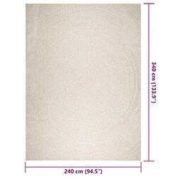 vidaXL Tapis ZIZUR crème 240x340 cm aspect de jute intérieur extérieur pas cher