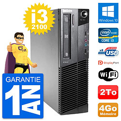 PC Lenovo ThinkCentre M81 SFF Intel i3-2100 RAM 4Go Disque 2To Windows 10 Wifi - Occasion