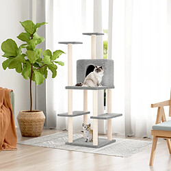 vidaXL Arbre à chat avec griffoirs en sisal Gris clair 144,5 cm