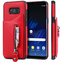 Wewoo Housse Coque Pour Galaxy S8 Plus Etui de protection antichoc couleur solide à double boucle et fermeture à glissière Rouge