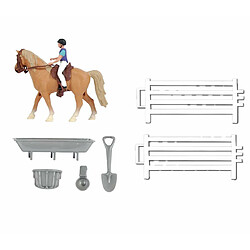 Kids Globe Horses 640073 Kit de Jeu pour Chevaux avec 1 Cheval, 1 Cavalier, 1 clôture et Accessoires