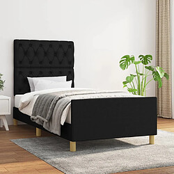 Maison Chic Lit adulte - Cadre Structure de lit avec tête de lit Contemporain Noir 80x200 cm Tissu -MN31449