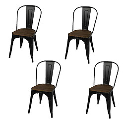 Urban Living Lot de 4 chaises vintage Liv H84 cm - Noir