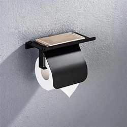 Universal Porte-papier toilette en acier inoxydable pour salle de bains avec étagère Porte-mouchoir pour téléphone mobile | Porte-papier (noir)