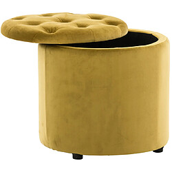 Decoshop26 Pouf tabouret coffre avec espace de rangement en tissu velours jaune 42x44cm TABO10078