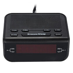 Radio-réveil Radio FM avec double alarme sonore Fonction de sommeil de répétition LED Time Cloc - Noir pas cher