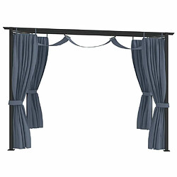 Maison Chic Tonnelle | Pergola avec rideaux 3x3 m Anthracite Acier -GKD64516