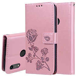 Wewoo Housse Coque Étui en cuir PU à rabat horizontal relief rose pour Huawei Honor 8A / Y6 2019avec support et fentes cartes et portefeuille or