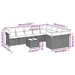 vidaXL Salon de jardin 10 pcs avec coussins noir résine tressée pas cher