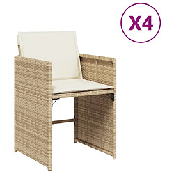 vidaXL Chaises de jardin avec coussins lot de 4 beige résine tressée