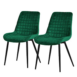 ML-Design Lot de 2 Chaises de Salle à Manger, Vert Foncé, Assise en Velours avec Pieds Métalliques Noirs