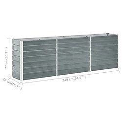 vidaXL Lit surélevé de jardin Acier galvanisé 240x40x77 cm Gris pas cher