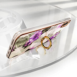 Avis Avizar Coque iPhone XS Max Bi-matière avec Bague de Maintien Motif Fleurs Violet