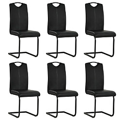 vidaXL Chaises à manger cantilever lot de 6 noir similicuir