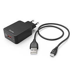 HAMA Kit charge, micro-USB, chargeur QC3.0+câble micro-USB, 1,5 m, noir