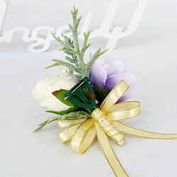 Acheter Fleur de soie mariage mariée corsage groom boutonnière boutonnière pin champagne