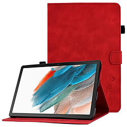 Etui en PU avec support, porte-cartes et porte-stylo pour Samsung Galaxy Tab A8 10.5 (2021) SM-X200/SM-X205 - rouge