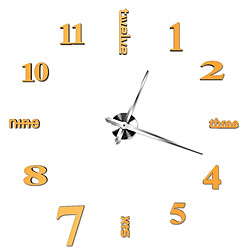 Wewoo Sticker jaune Horloge créative de mur d'autocollant de DIY 3D de miroir, taille: 120 * 120cm