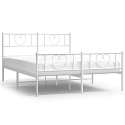 Maison Chic Lit adulte - Lit simple Cadre de lit métal avec tête de lit/pied de lit,Structure du lit Contemporain pour chambre blanc 150x200cm -MN15551