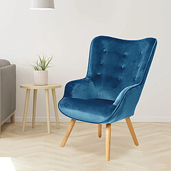 Toilinux Fauteuil Noor avec pieds en bois - Bleu denim