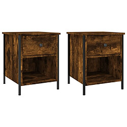 Maison Chic Lot de 2 Tables de chevet - Tables de Nuit chêne fumé 40x42x50 cm bois ingénierie