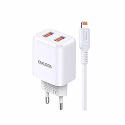 iKaku Kaku KSC-793 Chargeur adaptatif double port rapide 2,4 A 2 en 1 avec câble Lightning Blanc