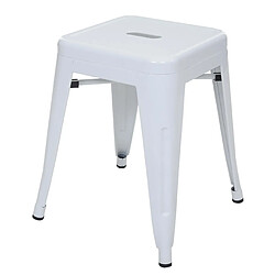 Decoshop26 Tabouret bas en métal design industriel empilable blanc 04_0008597