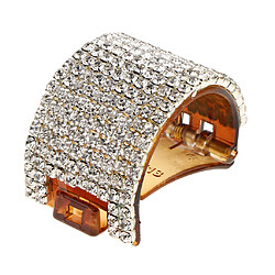 Bling strass pince à cheveux queue de cheval porte dentelle manchette wrap Barrette 4x2.5cm café