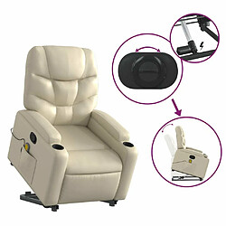 Maison Chic Fauteuil Relax pour salon, Fauteuil inclinable de massage Crème Similicuir -GKD95523 pas cher