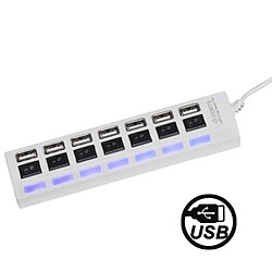 Wewoo Blanc Hub USB 2.0 7 ports, avec 7 commutateurs et 7 LED, 