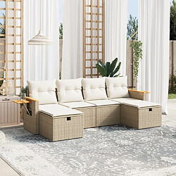 Maison Chic Salon de jardin avec coussins 6 pcs, Ensemble Tables et chaises de jardin, beige résine tressée -GKD193230