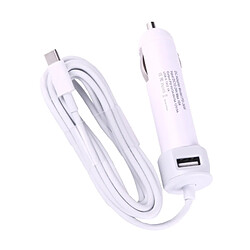 Wewoo Pour Apple Macbook A1534, longueur: blanc 2m 36W 5V 9V 12V 15V 3A DC USB-C / Type-C adaptateur de voiture avec 1 port USB