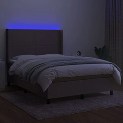 Avis Maison Chic Lit adulte- Lit + matelas + LED,Sommier à lattes de lit matelas et LED Taupe 140x190 cm Tissu -GKD15171