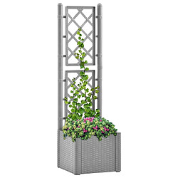 Maison Chic Jardinière,Lit surélevé de jardin - Bac à fleurs - pot de fleur et treillis et système d'arrosage Gris -GKD84048