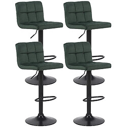 Decoshop26 Lot de 4 tabourets de bar envelours vert coutures décoratives piètement métal noir 10_0004504