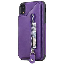 Wewoo Housse Coque Pour étui de protection antichoc à double boucle à fermeture à glissière de couleur solide iPhone XR violet