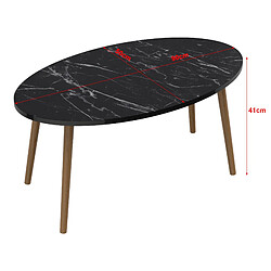 Helloshop26 Table basse ovale 41 x90 x 50cm marbre noir naturel 03_0008503