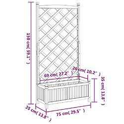 vidaXL Jardinière avec treillis noir bois massif de sapin pas cher