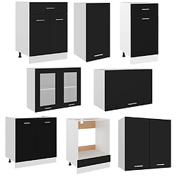 Avis vidaXL Ensemble de meubles de cuisine 8 pcs Noir Aggloméré