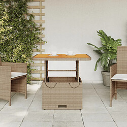 Avis Maison Chic Table de jardin | Table d'extérieur beige 80x80x71 cm résine tressée et bois acacia -GKD15761