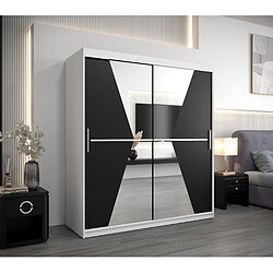 Abiks Meble Armoire Maroko à portes coulissantes 200/180/62 2 portes (blanc/noir)