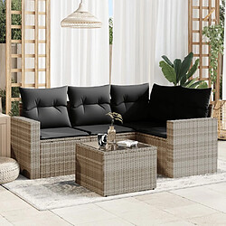 vidaXL Salon de jardin 5 pcs avec coussins gris clair résine tressée