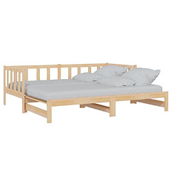 Maison Chic Lit de jour avec lit gigogne et matelas, Lit de repos Lit d'invité pour Salon Chambre,Canapé-lit 90x200 cm bois de pin massif -MN80781