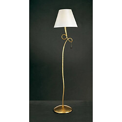 Luminaire Center Lampadaire Paola 1 Ampoule E27, doré peint avec Abat jour crème & verre ambré goutelettes